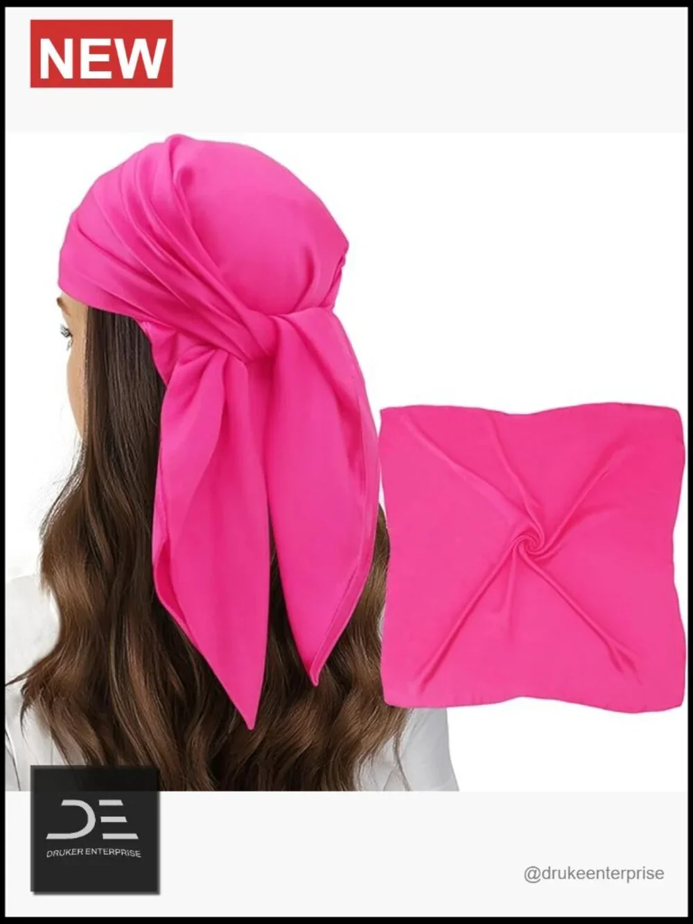 Square Satin Silk Feeling Scarf for Women - Head Neck Handbag Accessory